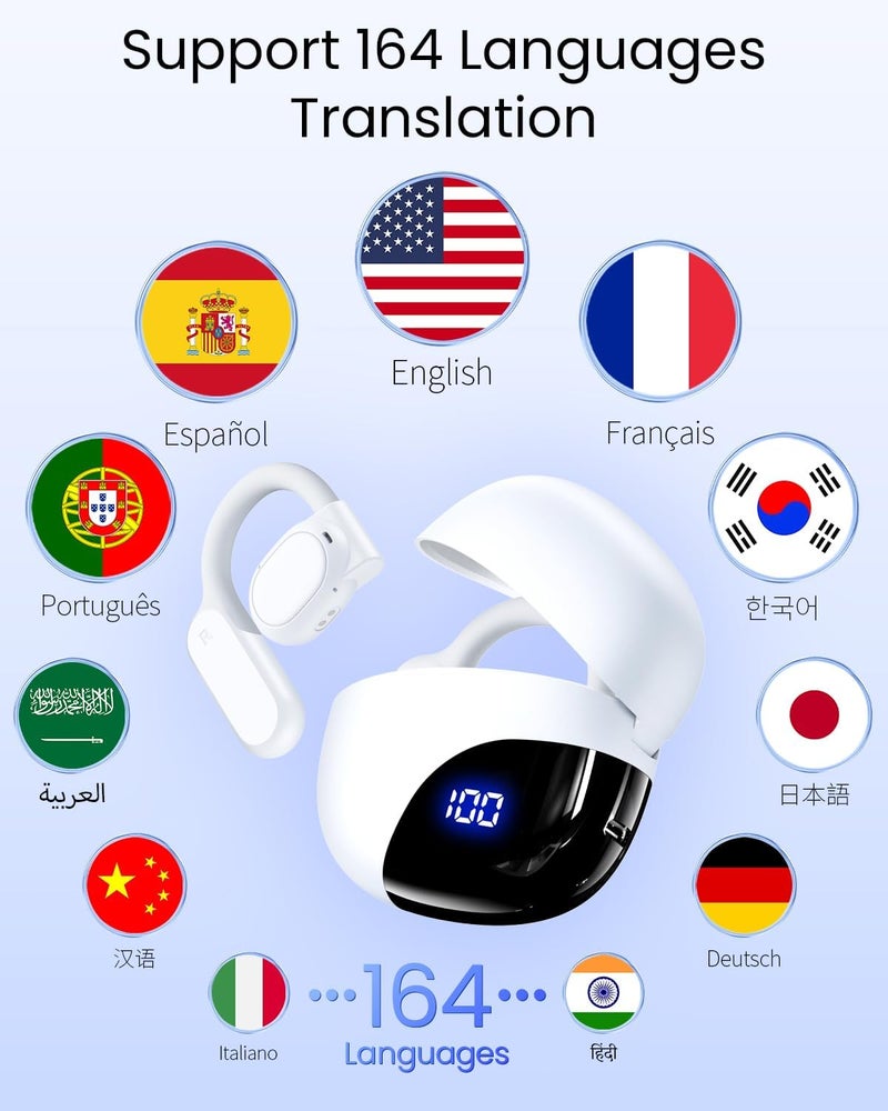 TAGRY AI Translation Earbuds Real Time for Work Travel Study Entertainment Everyday Life White - Image 2